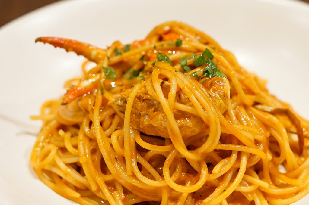 04パスタ_ワタリ蟹のトマトクリームソースキタッラ5